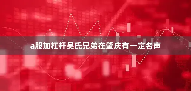 a股加杠杆吴氏兄弟在肇庆有一定名声